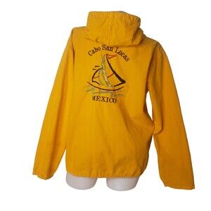 CABO SAN LUCAS Yellow Windbreaker Hooded Jacket Size Medium